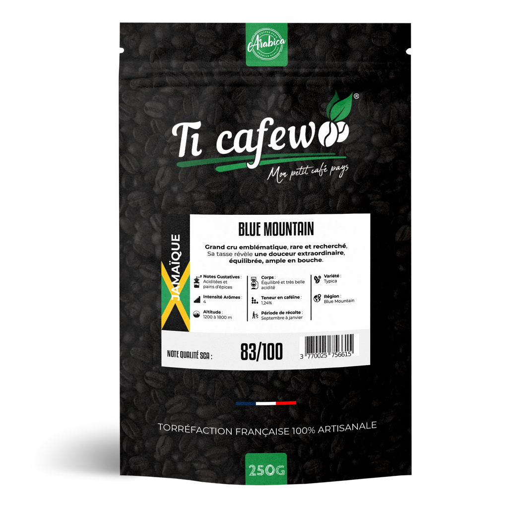 Café Jamaïque Blue Mountain - 100% Arabica - Torréfaction Médium  Ti Cafew